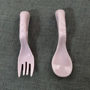 Herobility Eco Cutlery Spoon and Fork Baby Pink 6+ Months Plant-Based Material